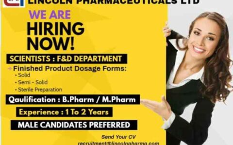 Linclon Pharmaceuticals job openings for F&D department