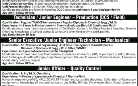 SRF Limited Walk-in for Multiple positions in Production, QC, Mechanical on 15th Dec 2021