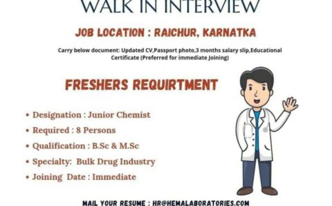 Hema Laboratories Walk-in for Freshers and Experienced in Production on 10th to 15th Jan 2022