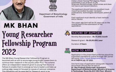 MK Bhan-Young Researcher Fellowship Program 2022-23 for Fresh PhDs | Rs. 75K per Month | 3 Crore Grant