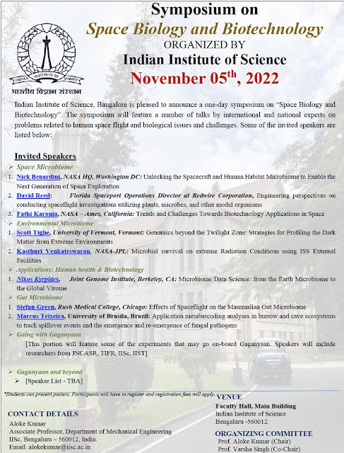 IISc Symposium on Space Biology and Biotechnology | 5th November 2022