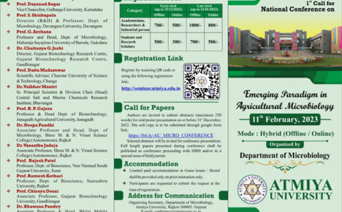 Atmiya University National Conference on Emerging Paradigm in Agricultural Microbiology | 11th February 2023