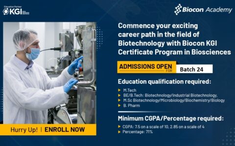 Biocon KGI Certificate Program in Biosciences | Admission Open