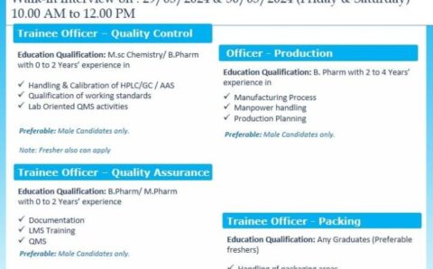 Medopharm Pvt Ltd walk-in interview for Freshers and Experienced in Production, Packing, QA, QC on 29th March 2024