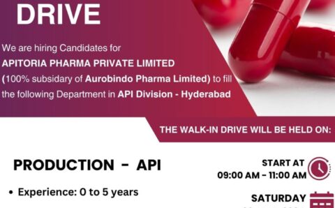 Apitoria Pharma (Aurobindo) walk-in interview for Freshers and Experience on 20th Apr 2024