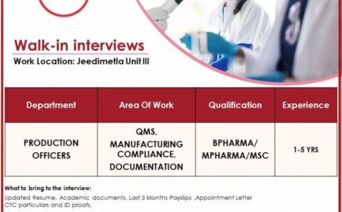 Hetero Labs Ltd walk-in interview for Production on 6th Apr 2024